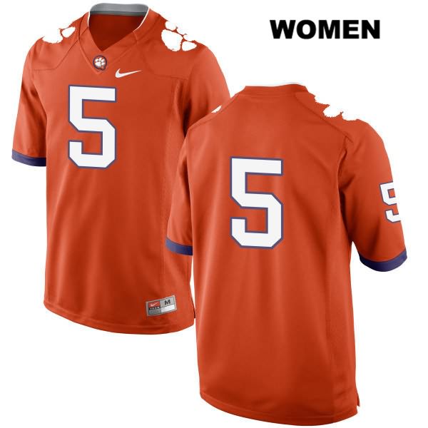 Women's Clemson Tigers #5 Tee Higgins Stitched Orange Authentic Nike No Name NCAA College Football Jersey COV0546SL